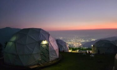 Amazing night view of Rishikesh city from Dome Glamping