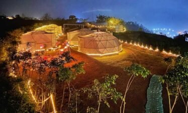 Night View of Nature Vaut Dome in Shivpuri Glamping Rishikesh